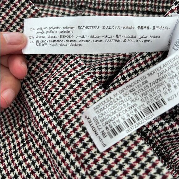 Zara Brown/Maroon Houndstooth High Rise Skinny Pants- M - Picture 4 of 9